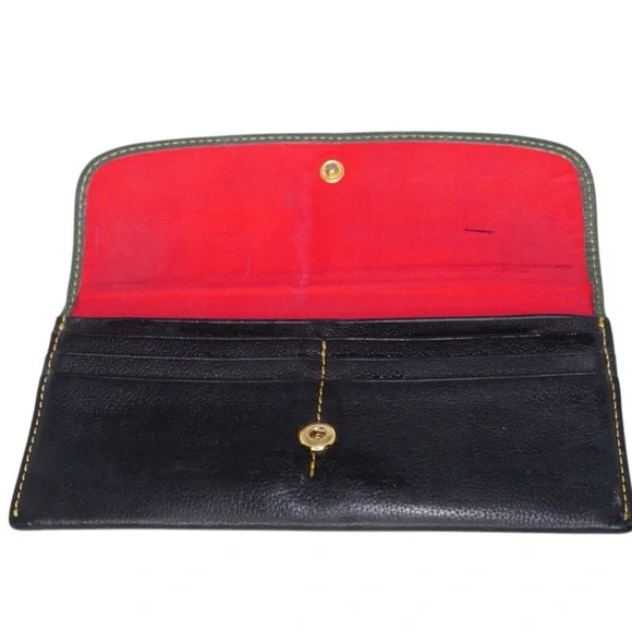 Dooney & Bourke Sophie Slim Green and Black Leather Wallet - Picture 2 of 8